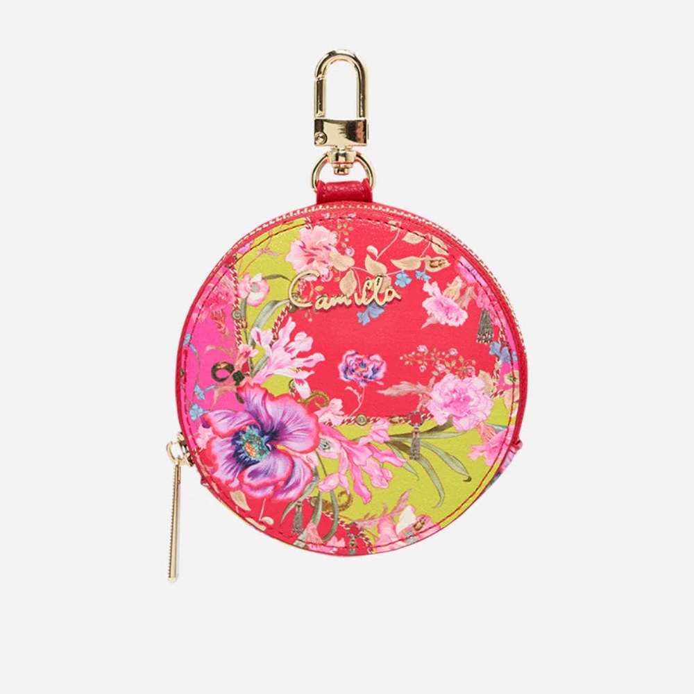 CAMILLA *The Beetles* red floral circle mini micro coin purse pochette bag